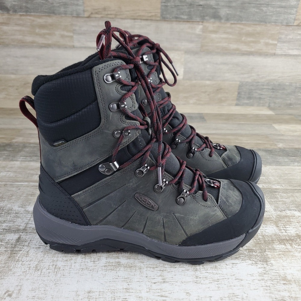 KEEN Revel IV High Polar Mens Hiking Boots Sz 9 Magnet Red Carpet Leather